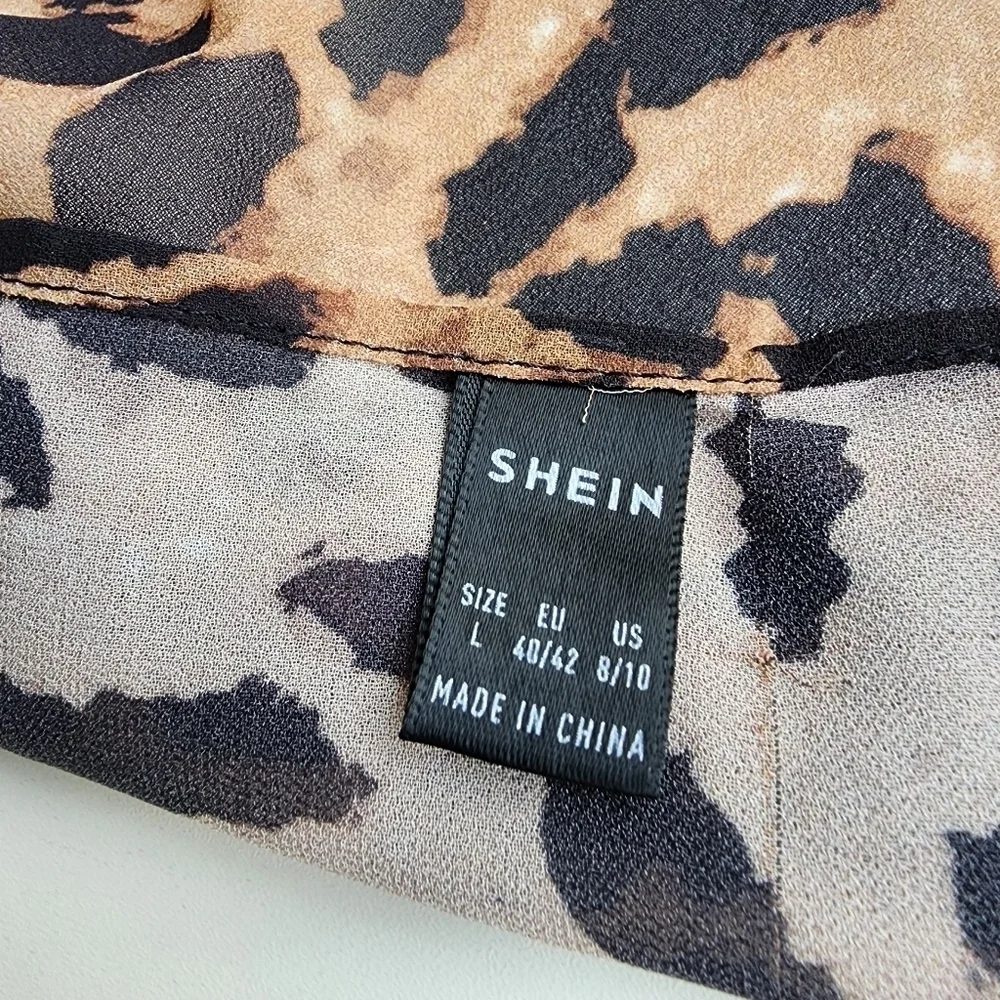 Shein Brown Cheetah Print Multi Use Head Scarf Wrap Adults One Size